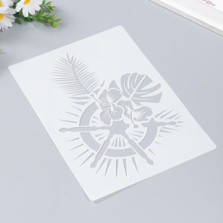 Stencil plastic "helm and palm leaves" 29.7x21 cm-1