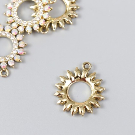 Decor for creativity metal, rhinestones "Circle-Solens" gold 2.2x2.5 cm-1