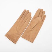 Gloves are female, dimensionless, without insulation, brown color