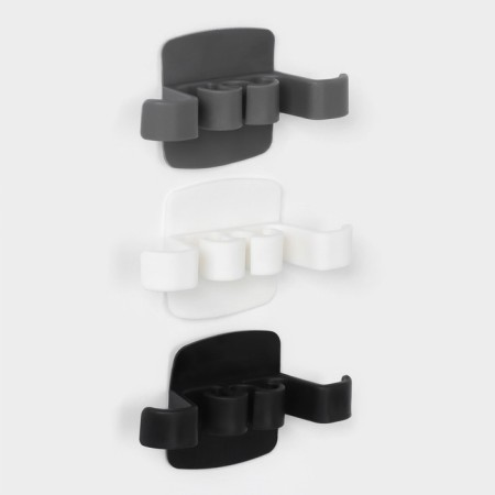 Clip for wires for household appliances, 3 pcs, 9.5 × 5.3 × 2.5 cm, white/black/gray color