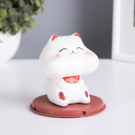 Plastic pendulum from the solar battery "Cat Mani-Neko, well-fed with cheeks" 10x10x10.3 cm-4