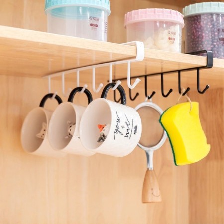 Kitchen holder suspended for 6 objects of the share, 1.5 × 26 × 7 cm, black color-2
