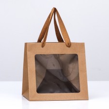 Craft package with a square bottom and window 20 x 20 x 20 cm craft, 1pc