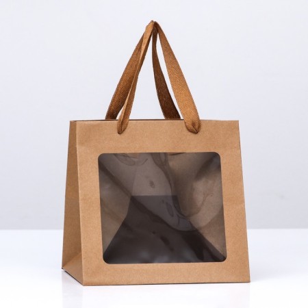 Craft package with a square bottom and window 20 x 20 x 20 cm craft, 1pc
