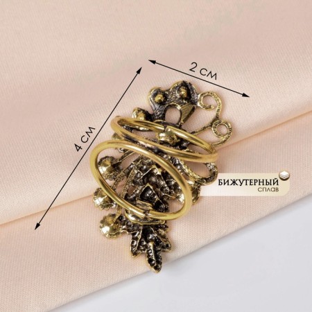 Ring for the scarf "branch", brown color in black gold-7