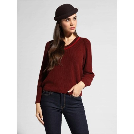 Women's Pulover from the Italian yarn CONTE Elegant, Size S, Burgundy color