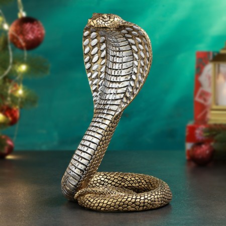 Figure "Snake of Cobra" 15x15x26cm, gold with silver-1