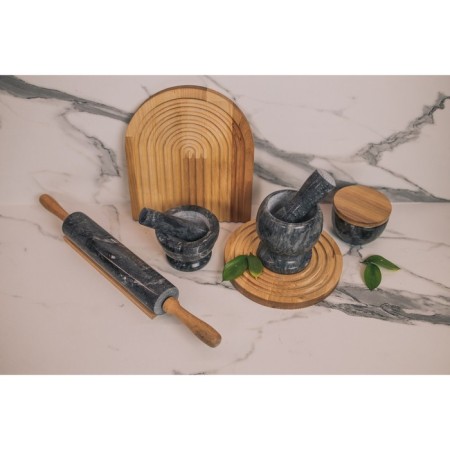 Magistro marble rolling pin, with a stand, 45 × 5 cm, black color-7