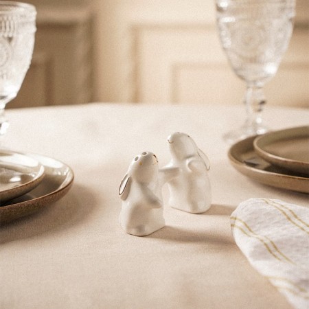 Set for spices ceramic SL Home "Easter rabbits", 2 items: Solonka 230 ml, list of 230 ml, white color-6
