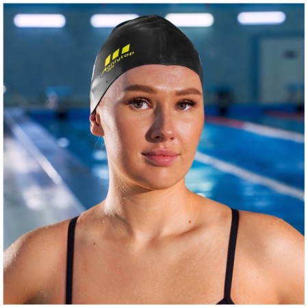 Hat of swimming adult Onlytop, silicone, girth 54-60 cm, black color-3