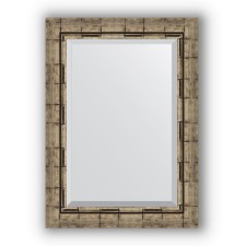 Mirror with fatset in the baguette frame - silver bamboo 73 mm, 53 x 73 cm, evoForm