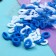 Hair elastic band "Mahrushka Sport" (set 100 pcs) 1 cm, blue-white
