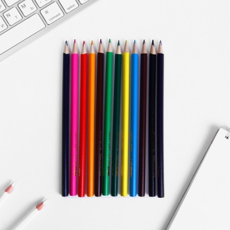 Pencils of colored 12 colors sharpened trihedral wooden building "September 1"-2