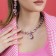 The necklace "Jewel" drop, pink color in silver, 32 cm