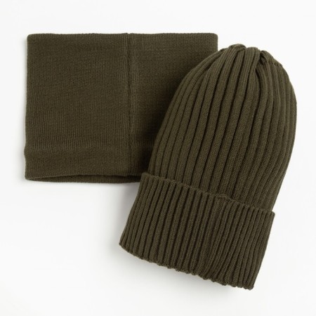 Kit (hat, snood) children, khaki color, size 48-52-2