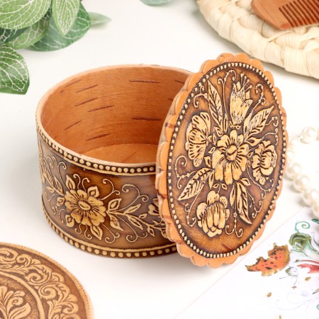 Casket "Chamomile", 80 x 40 mm, birch bark-1