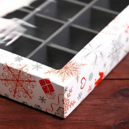 New Year. Box for 12 sweets "Gifts", 19 x 15 x 3.6 cm, confectionery packaging-6