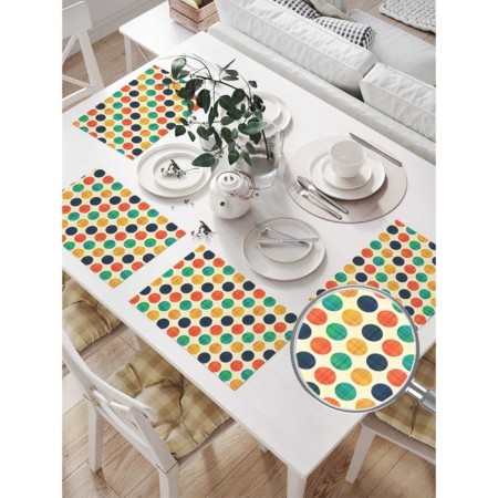 Set of napkins for setting the table "Color combination with circles", rectangular, size 32x46 cm, 4 pcs-1