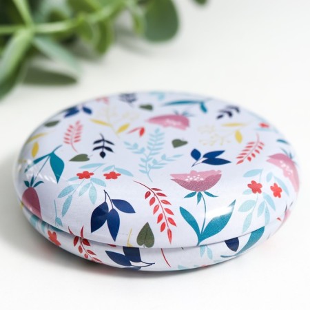 Casket Metal Round "Flowers and Leaves" Packing 12 pcs 1.8x7x7 cm-8