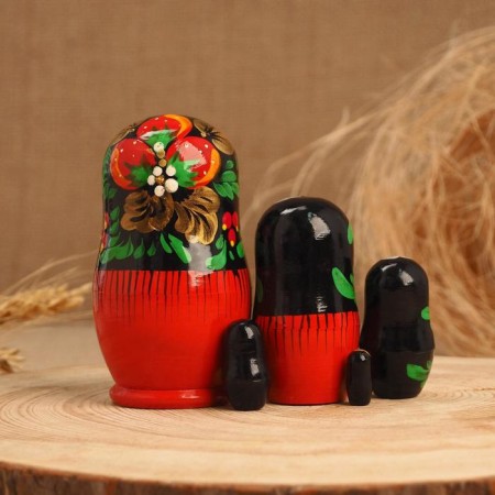 Nesting doll "handkerchief", 5 doll, 10-13 cm, manual painting-1