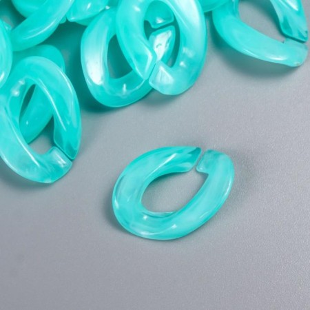 Decor for creativity plastic "Ring for the chain" Pastel turquoise set 25 pcs 2.3x1.65 cm-1