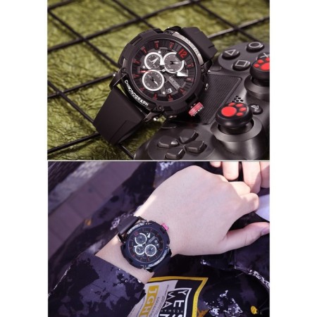 Men's watch, d-5.1 cm, with chronograph, 3 atm, luminous, black-2