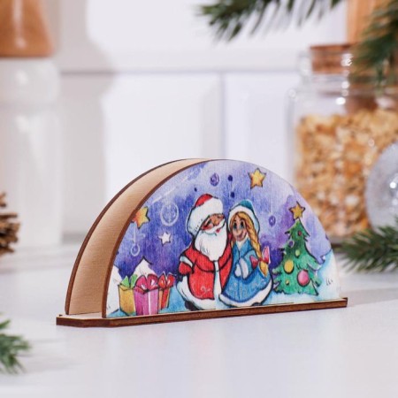 Салфетница "Дед Мороз и Снегурочка с подарками", 13,5×3,1×6 см-2