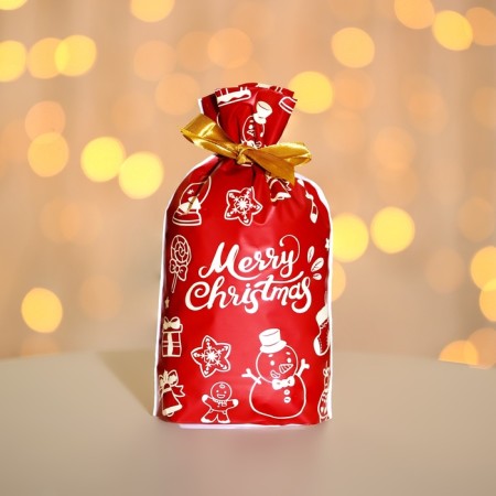 Polyethylene gift package with ties "New Year's Little things", 15x23cm