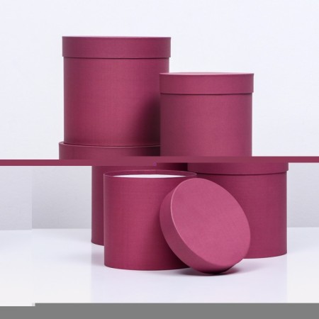 Set of round boxes 5 in 1 "paints", fuchsia, 25 x 25 x 25 - 19 x 19 x 19 cm-1