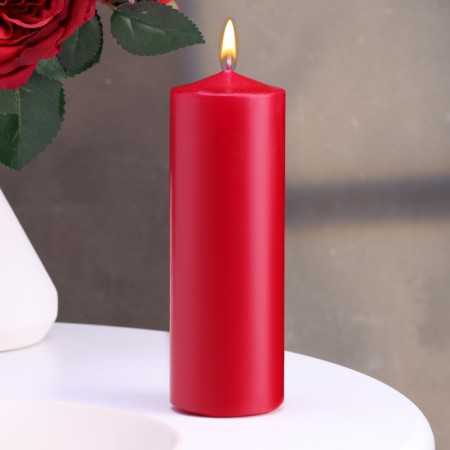 Candle - cylinder, 5x15 cm, lacquered burgundy, 14 hours-1