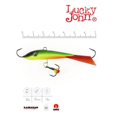 Balancir Lucky John Fin 5 + tee, 7 cm, 26rt blister color-1