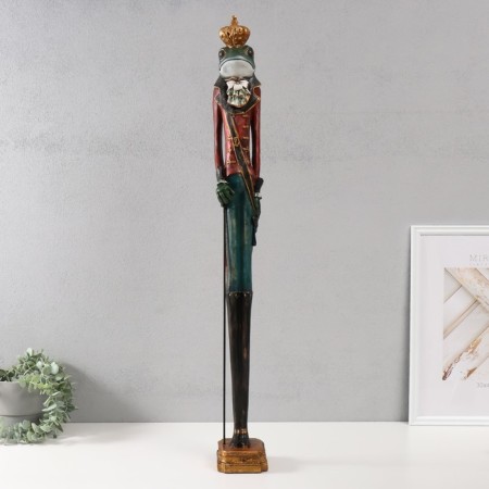 Souvenir Polystone "Frog in the crown with a cane" 12.5x10x85.5 cm