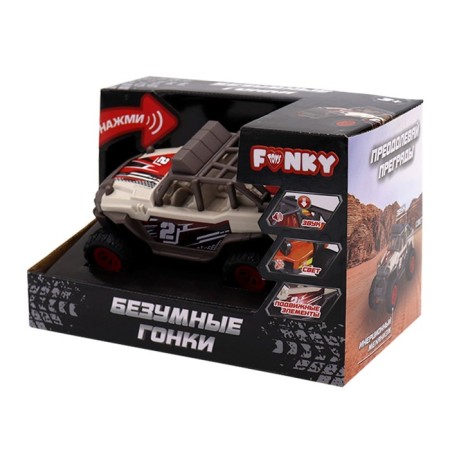 Funky Toys machine "Crazy races. Jeep ", with light and sound, 12 cm, red-white color-3