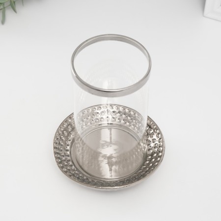 Ceramics candlestick, glass for 1 candle "Moro" d = 8 cm silver 12x12x17.2 cm-2