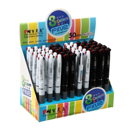 Handle Automatic ball 3-colored, rod 0.8 mm, with a rubber holder, mix-4