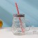 Glass jar with a lid and tube "owl", 470 ml, 10 × 11.5 × 12.5 cm, color mix
