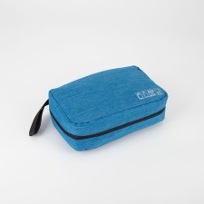 Cosmetic bag, 2 parts on lightning, with hook, blue color