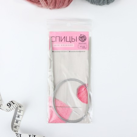 The knitting needles are circular, for knitting, with Teflon coating, with a metal cable, D = 3.5 mm, 14/80 cm-2