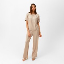 Women's costume (T -shirt, trousers) minku: enjoy beige color, size 46