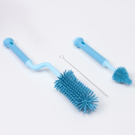 Set of brushes for bottles and nipples, 3 pcs., Blue color-3