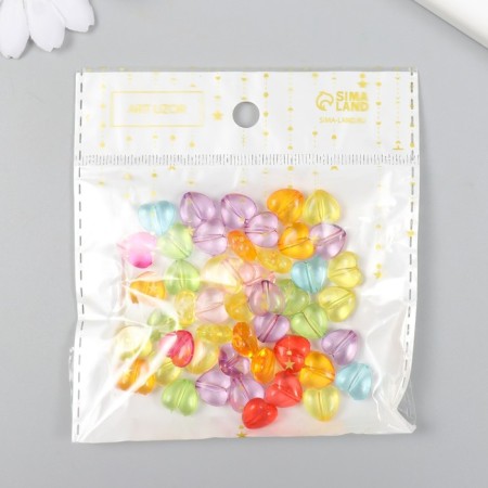 Beads for creativity plastic "Puff Hearts" Transparent Color set 20 grams 0.6x1x1 cm-2