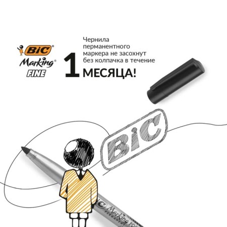 Permanent marker, bic "Marking Fine", knot 1.1 mm, black-3