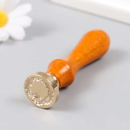 Printing for wax with a wooden handle "Wreath with flower" 9x2.5x2.5 cm-4