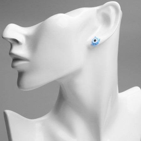 Earms with enamel "Montrustics" with horns and legs, the color of the blue and blue-2