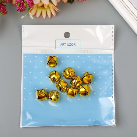 Set of decor for creativity "Bells Golden" d = 1.3 cm set 10 pcs-3