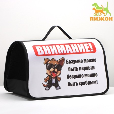 Bag - Frame Animal Carriage, 50 x 25 x 28 cm white with a dog-1
