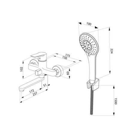 MILARDO HELIC HELSB02M02 bathtub, pour 172 mm, chrome-2
