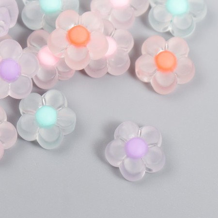Plastic beads "Flower with a colored middle - assorted" matte 20 grams 0.6x1.2x1.2 cm-2