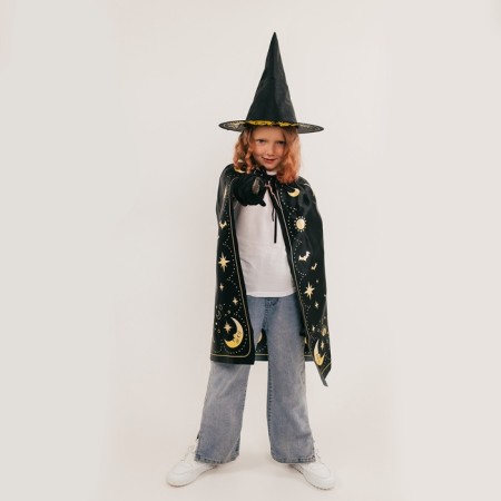 Carnival set "Lunar Witch", raincoat 70 cm, hat, gloves, wand-4