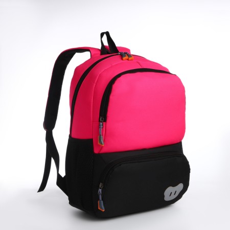 School backpack, 2 lightning departments, 3 pockets, black/pink color-2